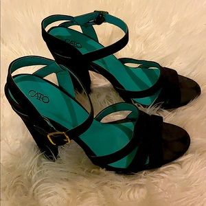Black block heel sandals